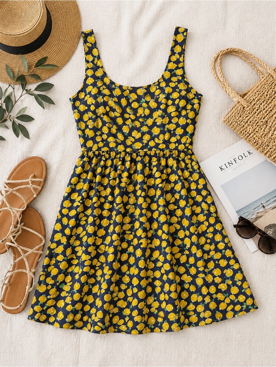 Mountain Warehouse Dresses & Skirts - Mountain Warehouse Lemon Print Summer Dress | Blue Yellow Sundress